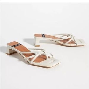 Anthropologie Angel Alarcon Strappy Heels Cream Heeled Sandals 39/US 8